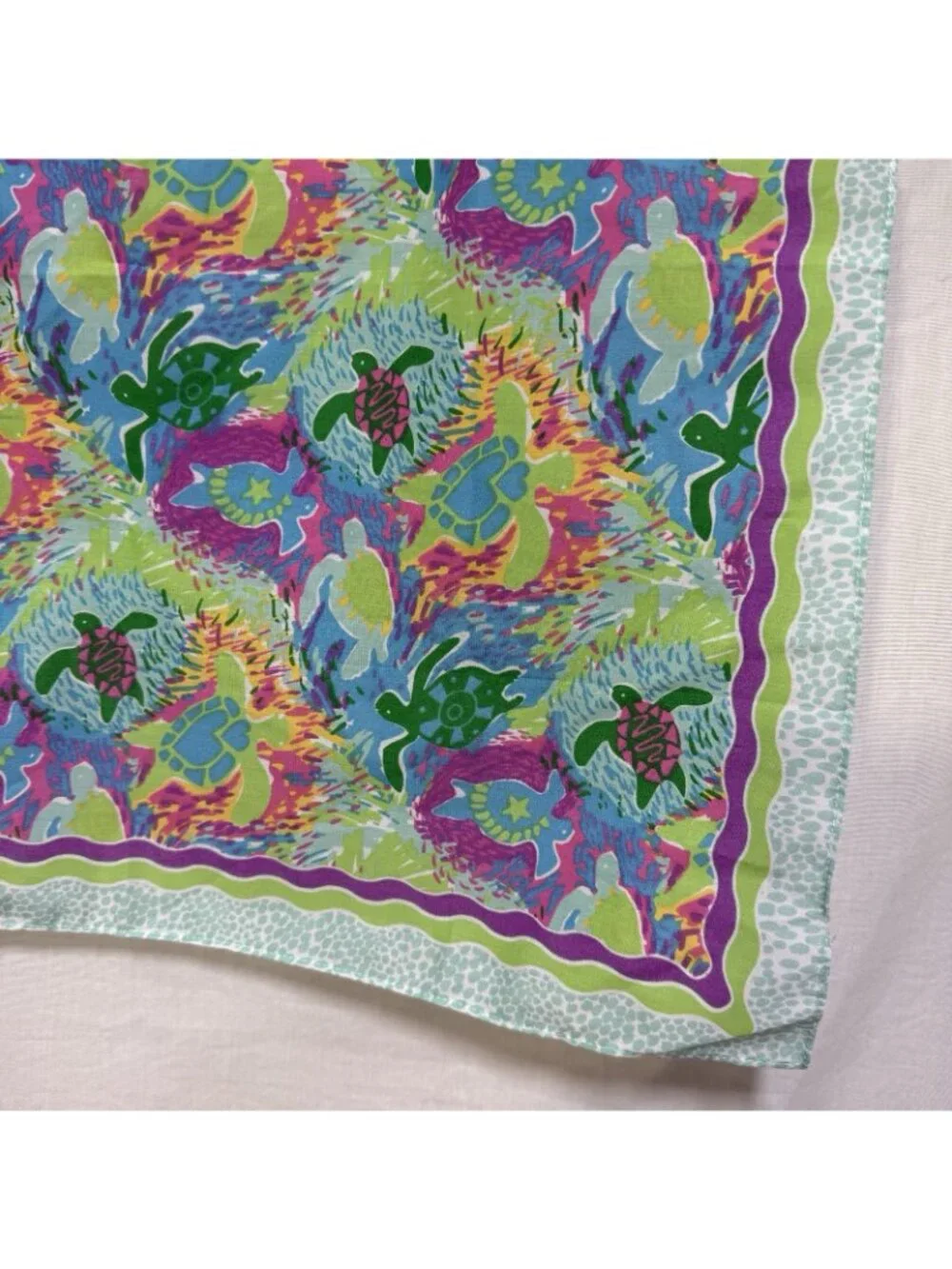 Girl Scouts Little Brownie Bandana Scarf Seas the Day Turtle Pocket Square 21x21